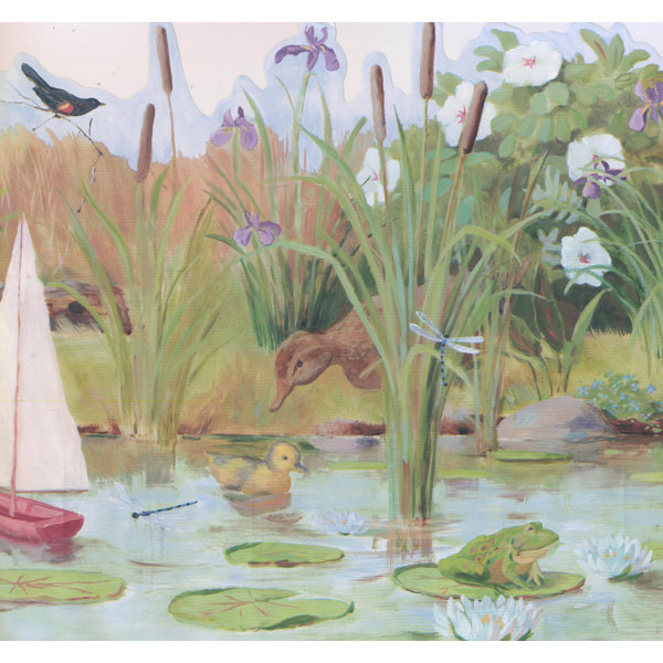 York Wallcoverings Duck Duckling Frog Toy Boat Extra Wide Wall Border